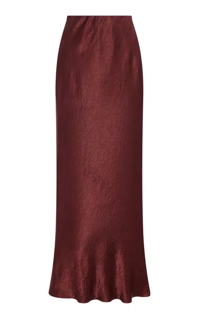 Third Form Satin Maxi Skirt In Burgundy