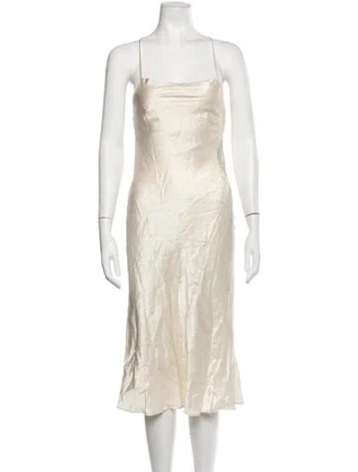 Pre-owned Third Form Square Neckline Midi Length Dress In Metallic/neutrals