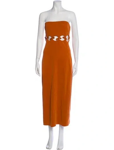 Pre-owned Third Form Strapless Midi Length Dress In Orange