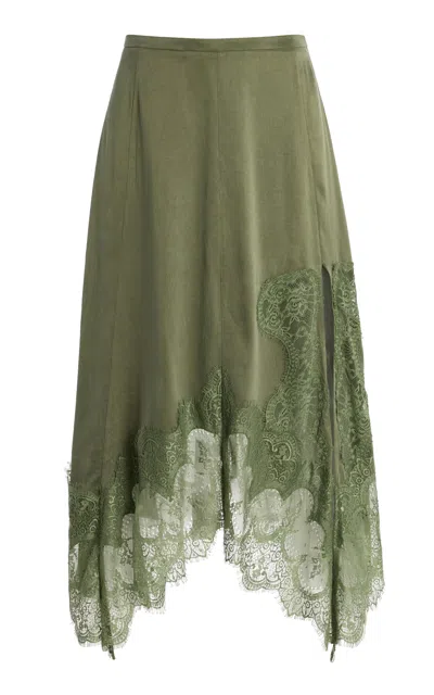 Third Form Visions Lace Handkerchief Skirt In Green