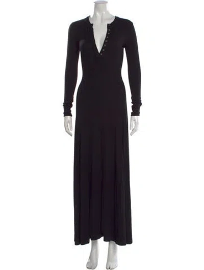 Pre-owned Third Form V-neck Long Dress In Black