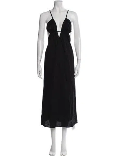 Pre-owned Third Form V-neck Long Dress In Black