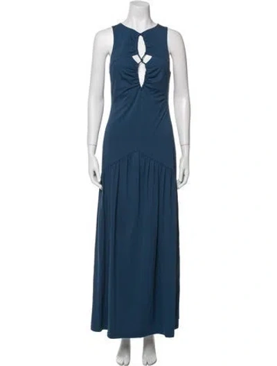 Pre-owned Third Form V-neck Long Dress In Blue