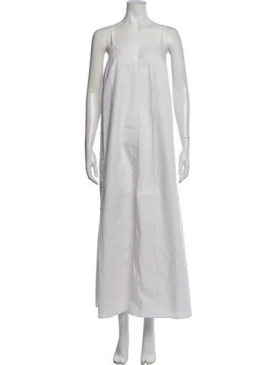 Pre-owned Third Form V-neck Long Dress In White