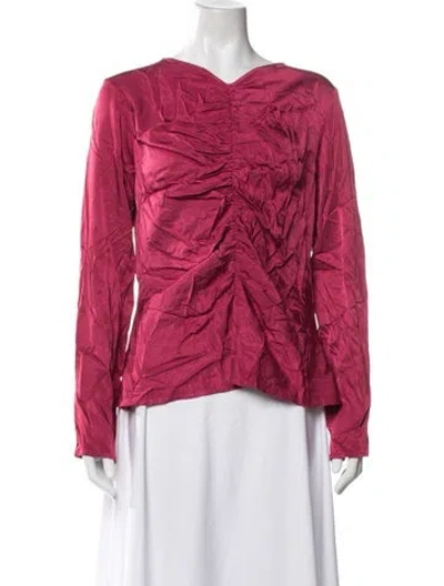 Pre-owned Third Form V-neck Long Sleeve Top In Pink