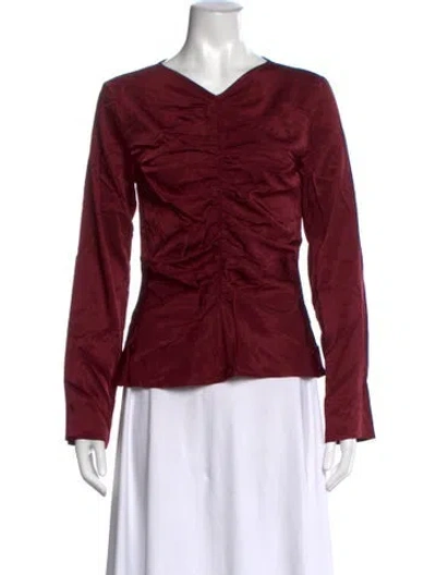 Pre-owned Third Form V-neck Long Sleeve Top In Red