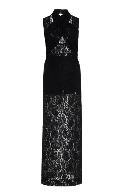 Third Form Wayward Wrapped Lace Maxi Dress In Black