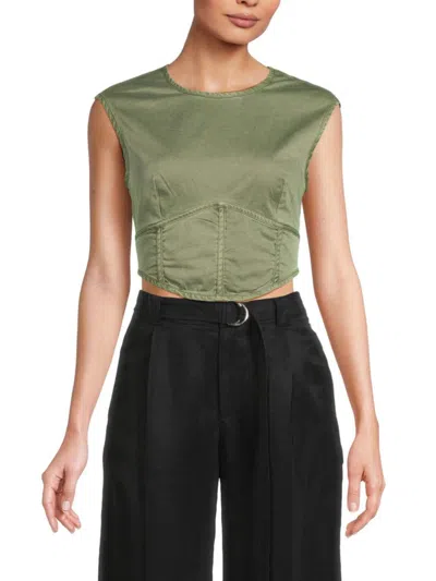 Third Form Women's Corset Crop Top In Moss