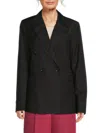 Third Form Women's Double Breasted Wool Blend Blazer In Black