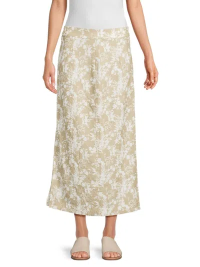 Third Form Women's Floral A-line Midi Skirt In Beige Multicolor