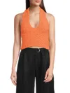 Third Form Women's Halterneck Textured Crop Top In Orange