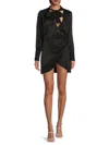 Third Form Women's Petal Hem Mini Wrap Dress In Black