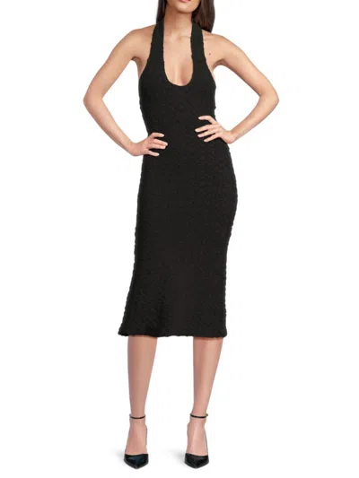 Third Form Women's Popcorn Textured Halter Dress In Black