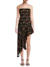 Third Form Women's Pressed Petal Off The Shoulder Asymmetric Minidress In Black Multi