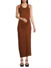 Third Form Women's Push Pull Ruched Maxi Tank Dress In Cinnamon
