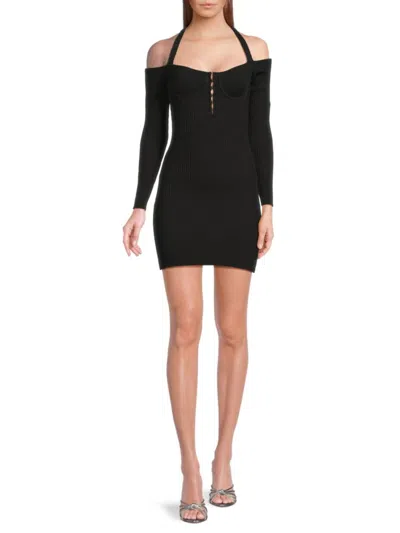 Third Form Women's Ribbed Halter Minidress In Onyx
