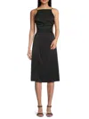 Third Form Black Drawn Out Midi Dress In Black