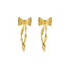 Third Tone Women's Bow Flutter Earrings In Gold Vermeil