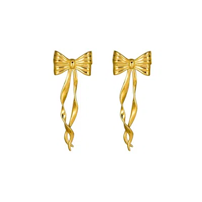 Third Tone Women's Bow Flutter Earrings In Gold Vermeil