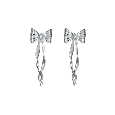 Third Tone Women's Bow Flutter Earrings In Silver