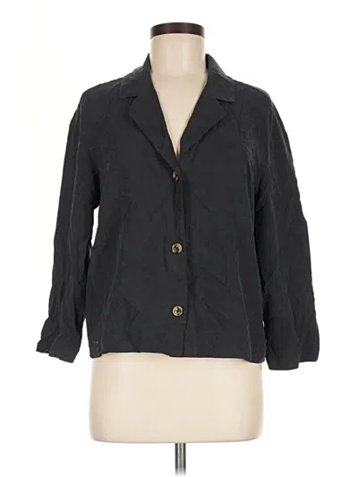 Pre-owned Thirdlove 3/4 Sleeve Silk Top Black Square Neckline Tops