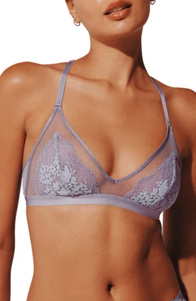 Thirdlove All Day Lace Unlined Racerback Bralette In Purple