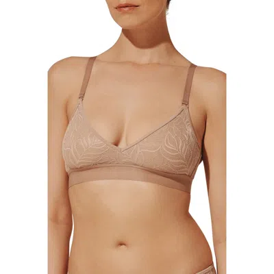 Thirdlove Feather Lace Triangle Bralette In Brown