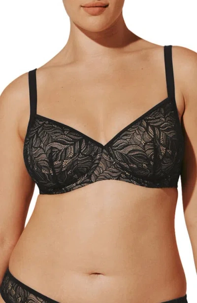 Thirdlove Feather Lace Underwire Demi Bra In Black