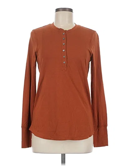 Pre-owned Thirdlove Long Sleeve Henley Shirt In Brown