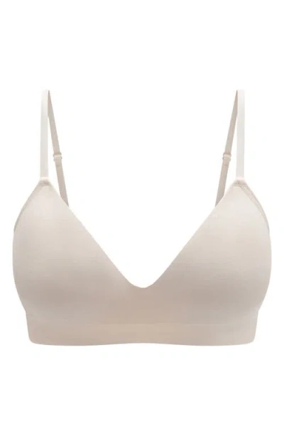 Thirdlove Seamless Wireless Cotton Blend Plunge Bra In Neutral