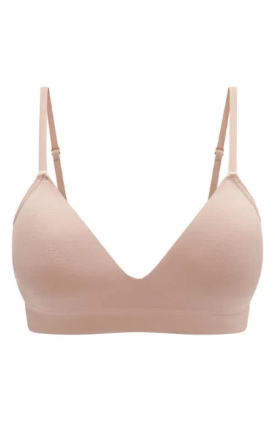 Thirdlove Seamless Wireless Cotton Blend Plunge Bra In Pink