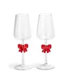 Thirstystone Bow Wine Glasses, Set Of 2 In Transparent