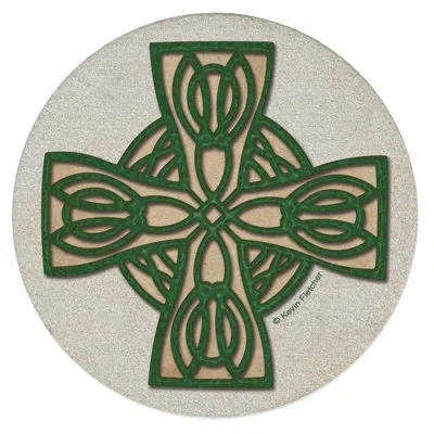 Thirstystone Celtic Cross 4-pack Natural Sandstone Coasters In Multicolor