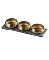 Thirstystone Uptown Condiment Bowls With Marble Board, Set Of 3 In Gold,grey