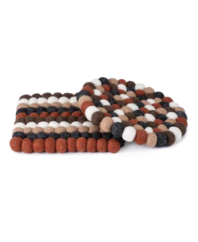 Thirstystone Felted Pom Pom Trivets, Set Of 2 In Multicolor