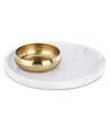 Thirstystone Uptown Marble Chip Dip Bowl In White,gold