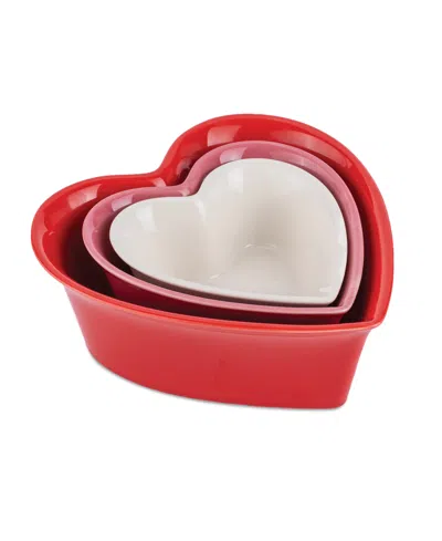 Thirstystone Nested Heart Dishes, Set Of 3 In Red,pink