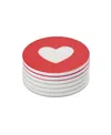 Thirstystone Printed Heart Coasters, Set Of 6 In White,pink