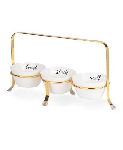 Thirstystone S'mores Caddy,set Of 4 In Gold,white