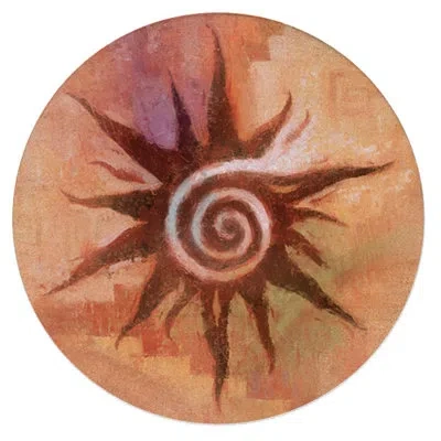 Thirstystone Spiral Sun 4-pack Natural Sandstone Coasters In Brown,orange