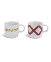Thirstystone Stackable Mugs With Holly Berry & Plaid, Set Of 2 In Multi