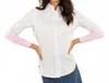 Thirteen Seven Hand Dipped Shirt In Soft White/power Pink In White