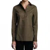 Thirteen Seven Trapezoid Pullover In Matte Olive In Brown
