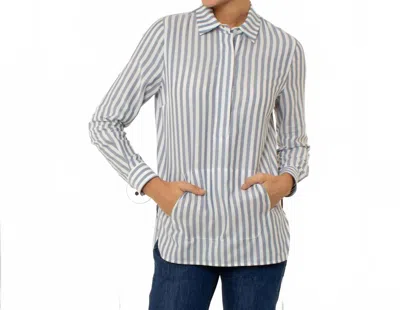 Thirteen Seven Trapezoid Pullover In True Blue Stripe In Gray