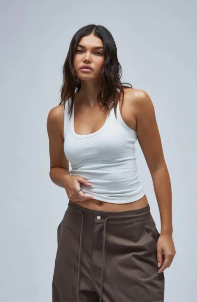 Thirty Years Demi Ribbed Tank In White