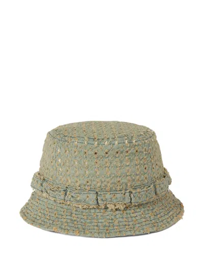 This Is Never That Damaged Frayed Denim Bucket Hat