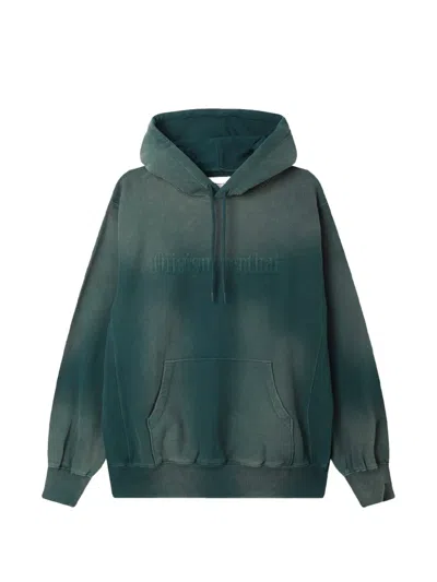 This Is Never That Embroidered Faded Hoodie In Green