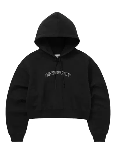 This Is Never That Embroidered-logo Hoodie In Black