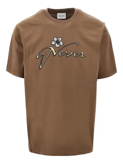 This Is Never That Flower-embellished Script T-shirt