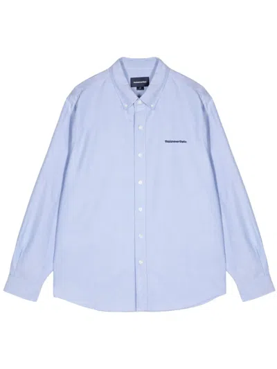 This Is Never That Logo-embroidered Poplin Shirt In Blue